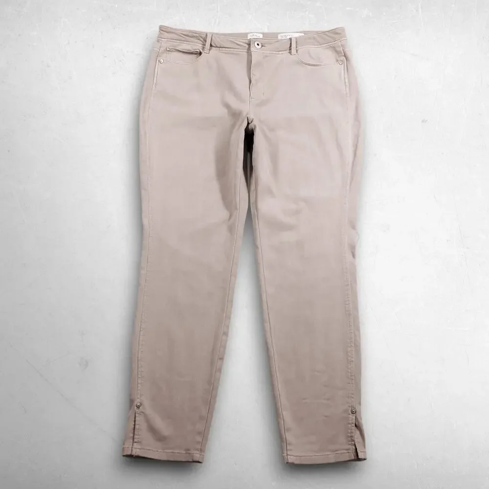 J Jill Authentic Fit Slim Ankle Jeans Women 14 Beige Stretch Minimalist Boho